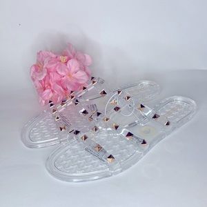 Studded PVC Jelly Cage Slide Sandals